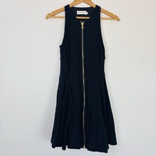 Zimmermann Dress Size 0 AU 8 US 4 Black Linen Blend Zip Up Sleeveless Mini