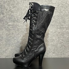 Ellie Shoes Steampunk Victorian Boot Women 8 Black Lace Up Gothic Costume NARROW