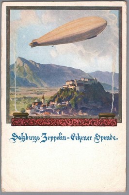 C. 1925 Salzburg Germany LZ 127 Graf Zeppelin Eckener Spende Fund Postcard