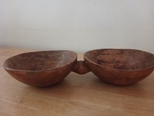 Hand Carved Single Piece Wood Large Double Bowl South Africa c.2003