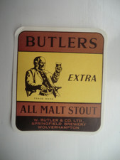 MINT W BUTLER WOVERHAMPTON EXTRA ALL MALT STOUT BREWERY BEER BOTTLE LABEL