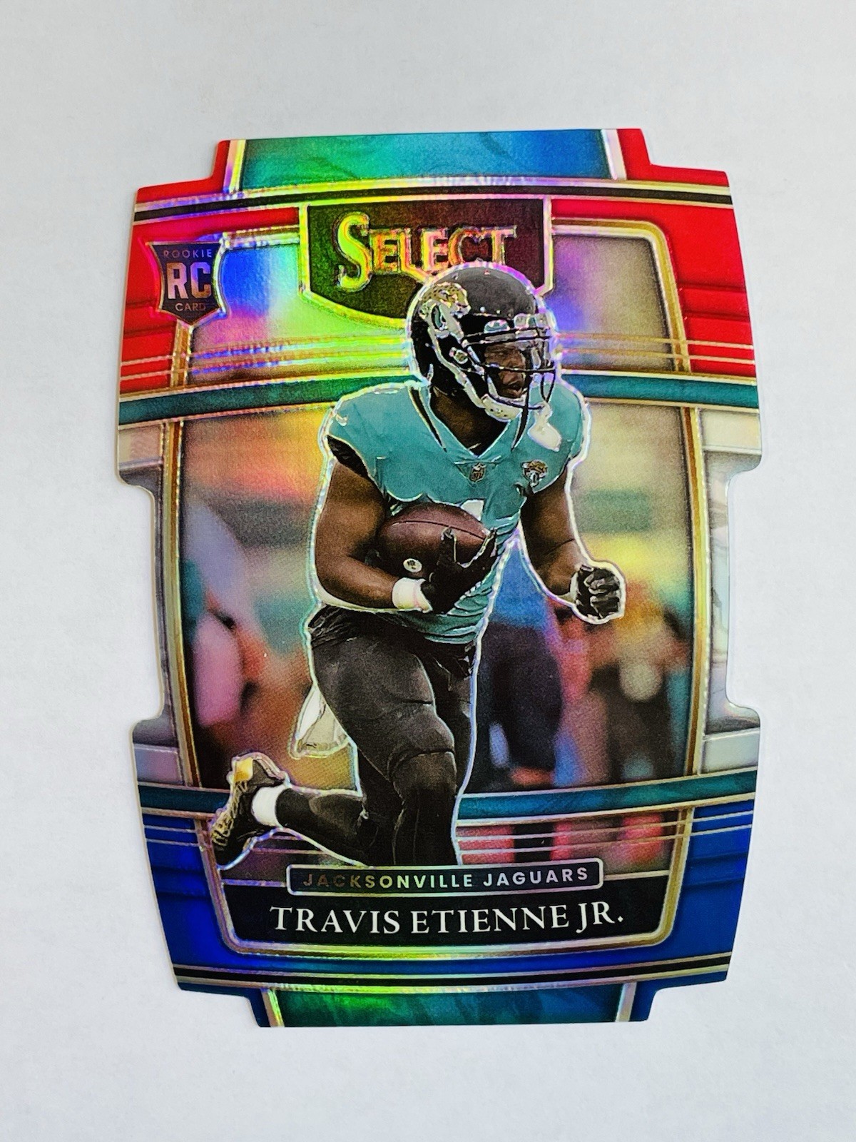 2021 Panini Select - Concourse Travis Etienne #54 Red & Blue Prizm Die-Cut (RC)