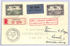 LUXEMBOURG Air Mail Cover 3rd FLIGHT Diekirch BELGIUM Brussels 1933 WF261
