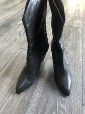 Karen Millen Black Leather Boots Size 5 Stunning Bnwt