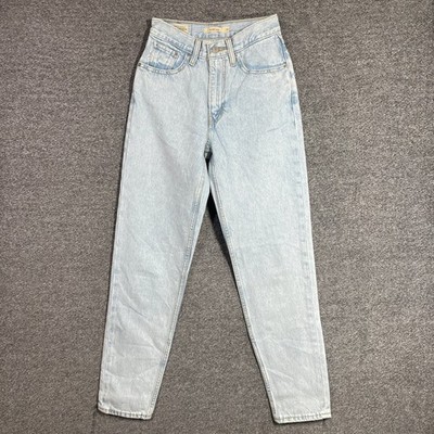 Levis Premium 80s Mom Jeans Light Wash Blue High Rise Tapered Denim W25 L30