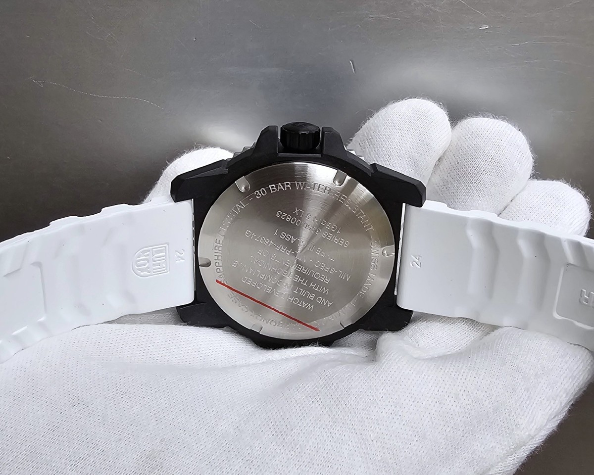 Luminox Men's Watch Mil-Spec Quartz Black Dial White Rubber Strap