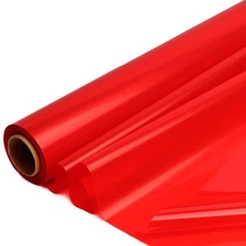 Red Cellophane Wrap Roll Colorful Cello 34 In x 100 Ft, Translucent Gift Basket