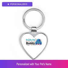Custom Poodle Portrait Art Keychain Personalized Pet Name Heart Shaped