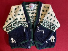 One Of A Kind By Shirley Duffy VTG Handmade Kids Cardigan Size 1-2 Virgin Wool