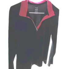 Danskin Now Women's 1/4 Zip Pullover Athletic Top Long Sleeve Black Pink Size L