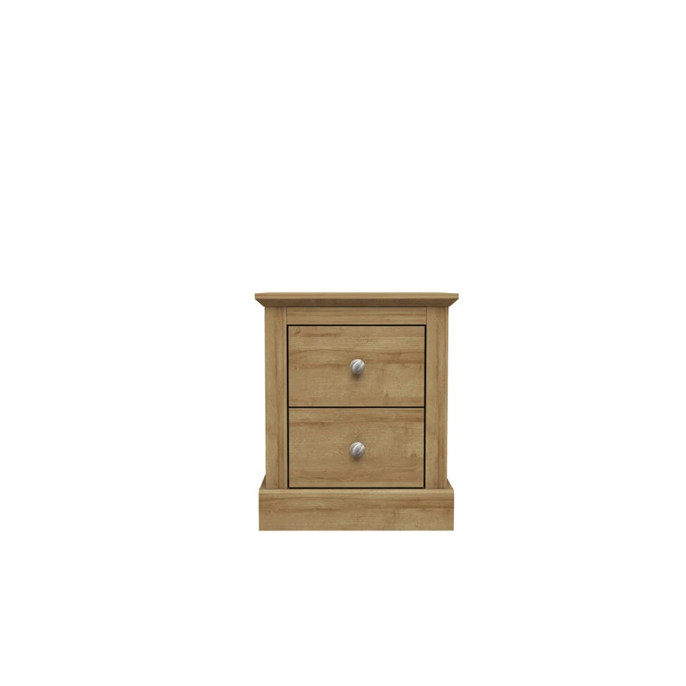LPD Devon Oak Bedside Cabinet With Two Storage Drawers
