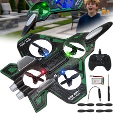 RC Plane Drone Foam Airplane 360° Flips Stunt Aircraft w/ Auto Hover & Light