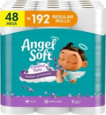 Angel Soft Toilet Paper with Fresh Lavender Scented 48 Mega Rolls, White 