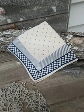 Vintage Hankie Blue White Grt Cond Swiss Cotton Polka Dot Handkerchief European