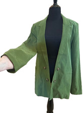 NWOT Olive Green Oversized Boyfriend Blazer M Double Breasted Academia 90s Prepp