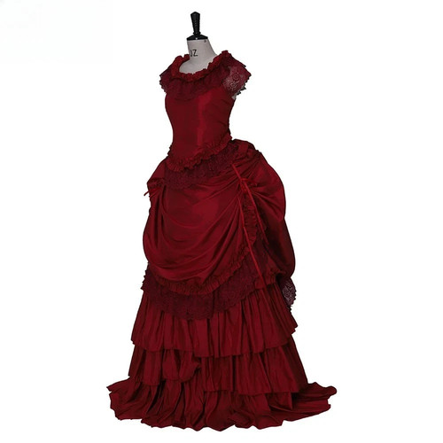 Victorian Gothic Ball Gown Red Costume Dress Civil War Southern Belle sz 16