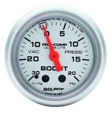Auto Meter 4301 Ultra-Lite Vacuum Boost Mechanical Gauge 2 1/16 30 In.Hg/ 20 PSI