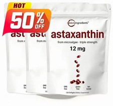 3/2x Astaxanthin 12mg,Micro Ingredients, Natural Antioxidant, Easy to Swallow