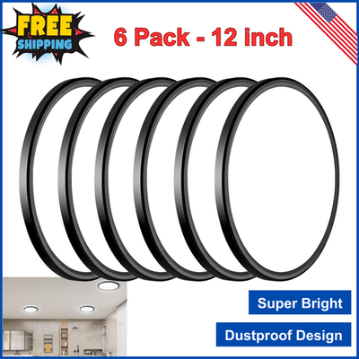 #ad #ad 6 Pack 12 Inch 5000K LED Ceiling Light Flush Mount Fixture Black 3200LM Bedroom $71.88