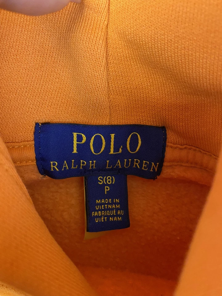Polo Ralph Lauren Boy’s May Orange Triple-Pony Graphic Fleece Hoodie. Sz S (8) - Image 4 of 4
