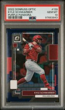 2022 Panini Donruss Optic Purple Pandora Prizm /99 Kyle Schwarber PSA 10 #139