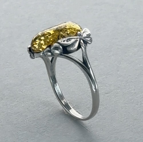 Oval Green BALTIC AMBER Dragonfly Ring - 925 STERLING SILVER - Poland #84e - Picture 8 of 8