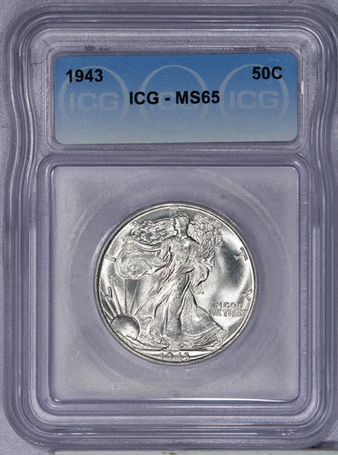 1943 Walking Liberty Half Dollar 50c ICG MS65
