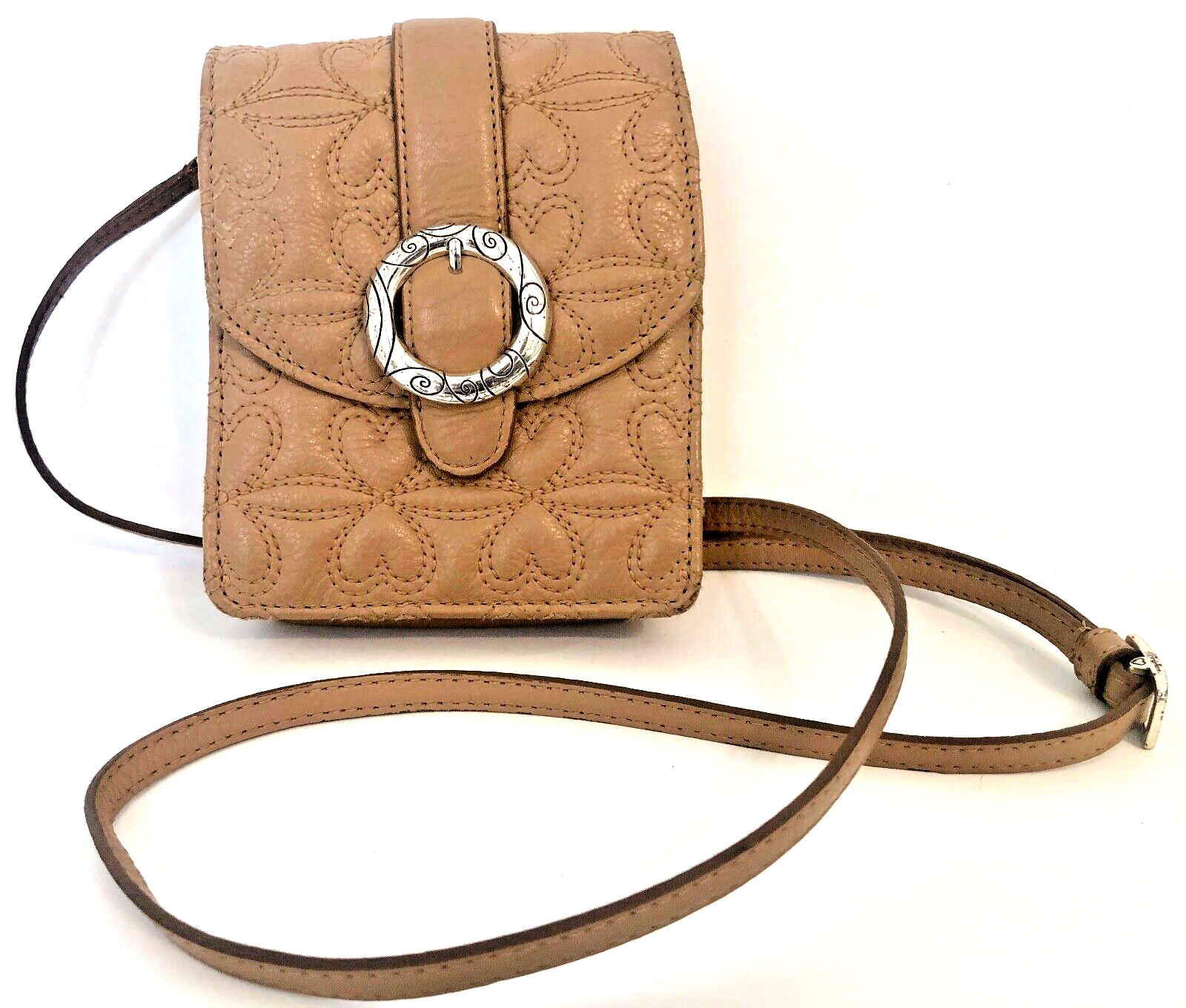 PONY Borsa a tracolla BRIGHTON marrone trapuntato pelle patta portafoglio organizer BELLA!