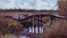 Landscape painting river fall wood Custom Gaming Mat Desk
