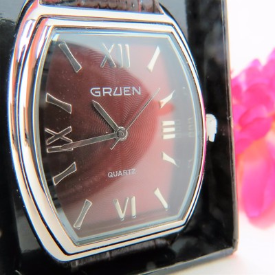 Men's Gruen watch w/ brown face F3241141 / MZB  Leather Band NIB 