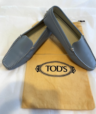 NEW Light Blue Leather TOD S Loafer Size 37 (7 US) VINTAGE WITH BAG