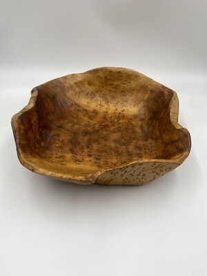 Wood Rustic Raw NaturalEdge Root Wood, Hand Carved Signed JK, 15'' Diameter, 