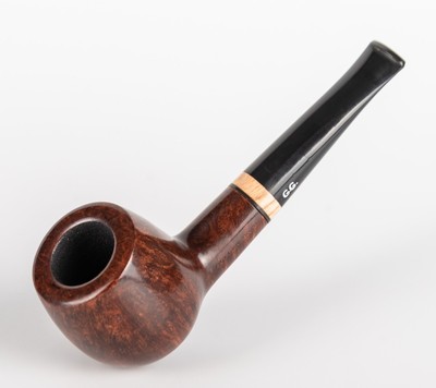 Briar Tobacco Smoking Pipe, Fat Bob, Hand Carved, Metal Cooling Filter, Brown