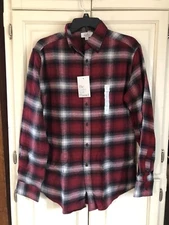 Croft & Barrow LS Button Up Shirt Red Flannel Small Mens $36 (s-rd-23-48)