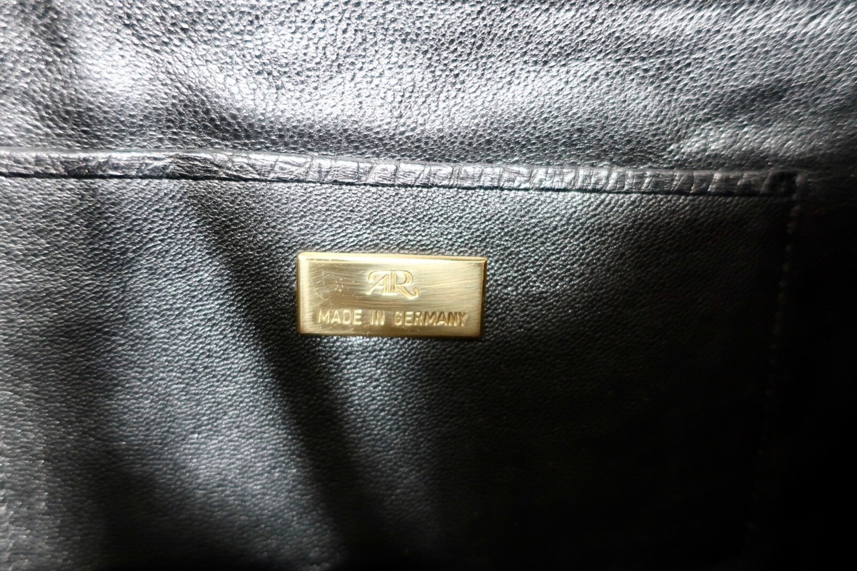 Vintage ALFRED ROTH Black Ostrich Leather Tote Bag Hand Bag