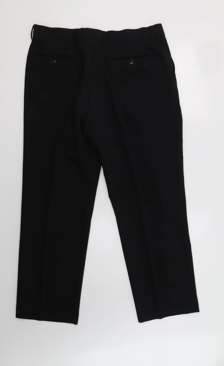 Matalan Mens Black Striped Polyester Dress Pants Trousers Size 36 L29 in Regular