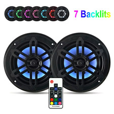 Genuine Marine 6.5" Marine Speakers with Integrated RGB LED Lights 2-Way 300 Wat