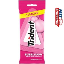 Trident Bubblegum Sugar Free Gum, 3 Packs of 14 Pieces 42 Total Pieces 