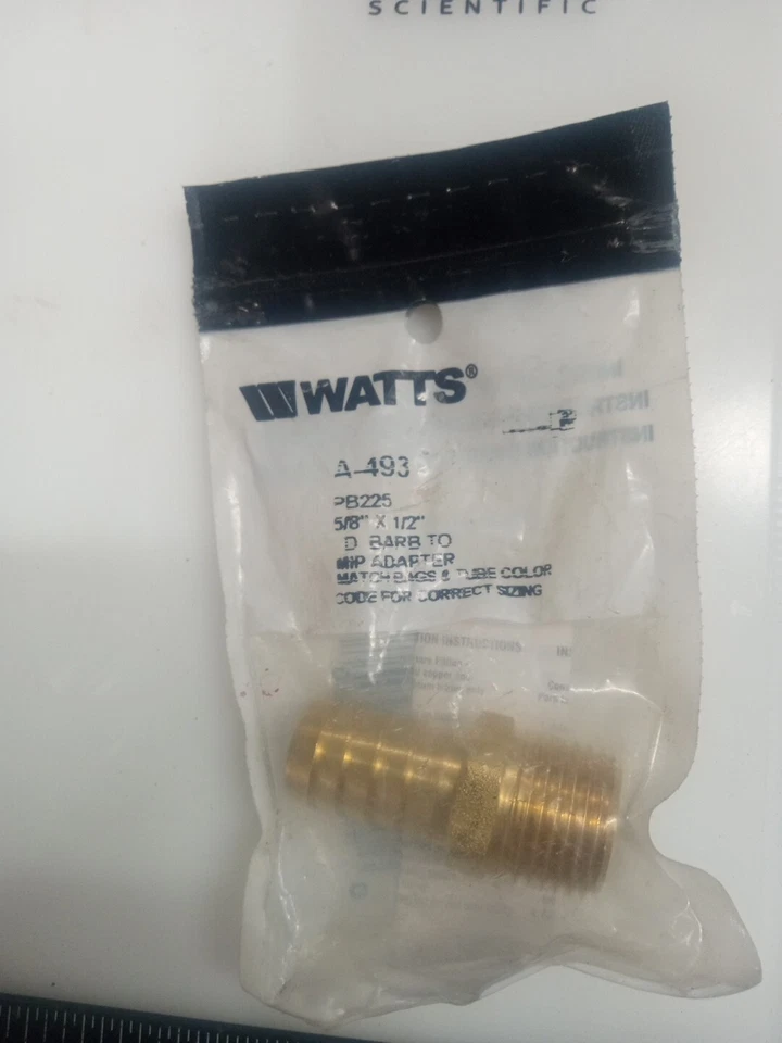 Hose Barb Adapter Lead Free Yellow Brass 5/8" HB x 1/2" MIP A-493 - Image 2 of 3