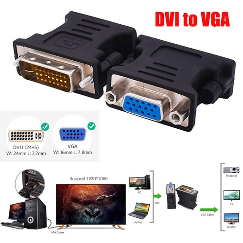 DVI-D Male 24+5 Pin to VGA 15 Pin Female Video Monitor Converter Adapter Socket - Afbeelding 5 van 9