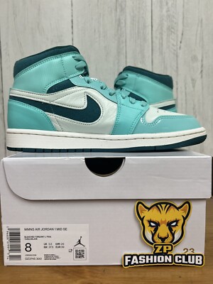 Air Jordan 1 Mid Chenille Bleached Turquoise DZ3745-300 Women Size