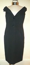 Valentino  Sleeveless Deep V Button Front Fitted  Little Black Dress Size 10