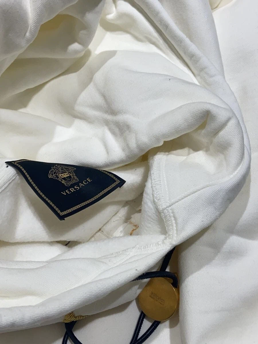 Felpa con cappuccio VERSACE Bolo Box logo XL cotone bianco A82640 usata