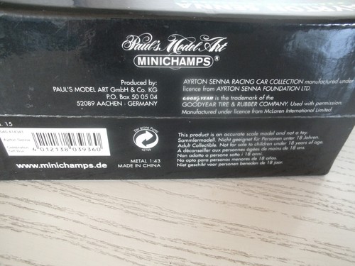 Ayrton Senna Racing Car Collection Minichamps 1:43 McLaren MP4/8 Ford 1993 - Picture 9 of 9