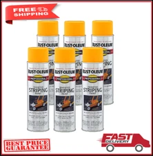 Rust-Oleum 2548838-6PK Professional Inverted Striping Spray Paint,Yellow, 6 Pack