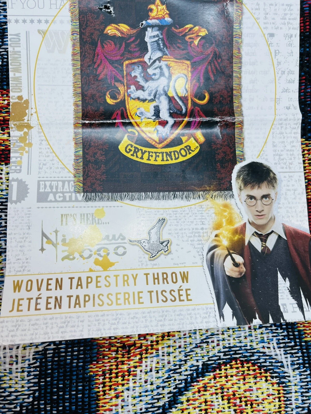 Harry Potter Gryffindor Shield Woven Tapestry Throw Blanket Northwest 48x60 NEW