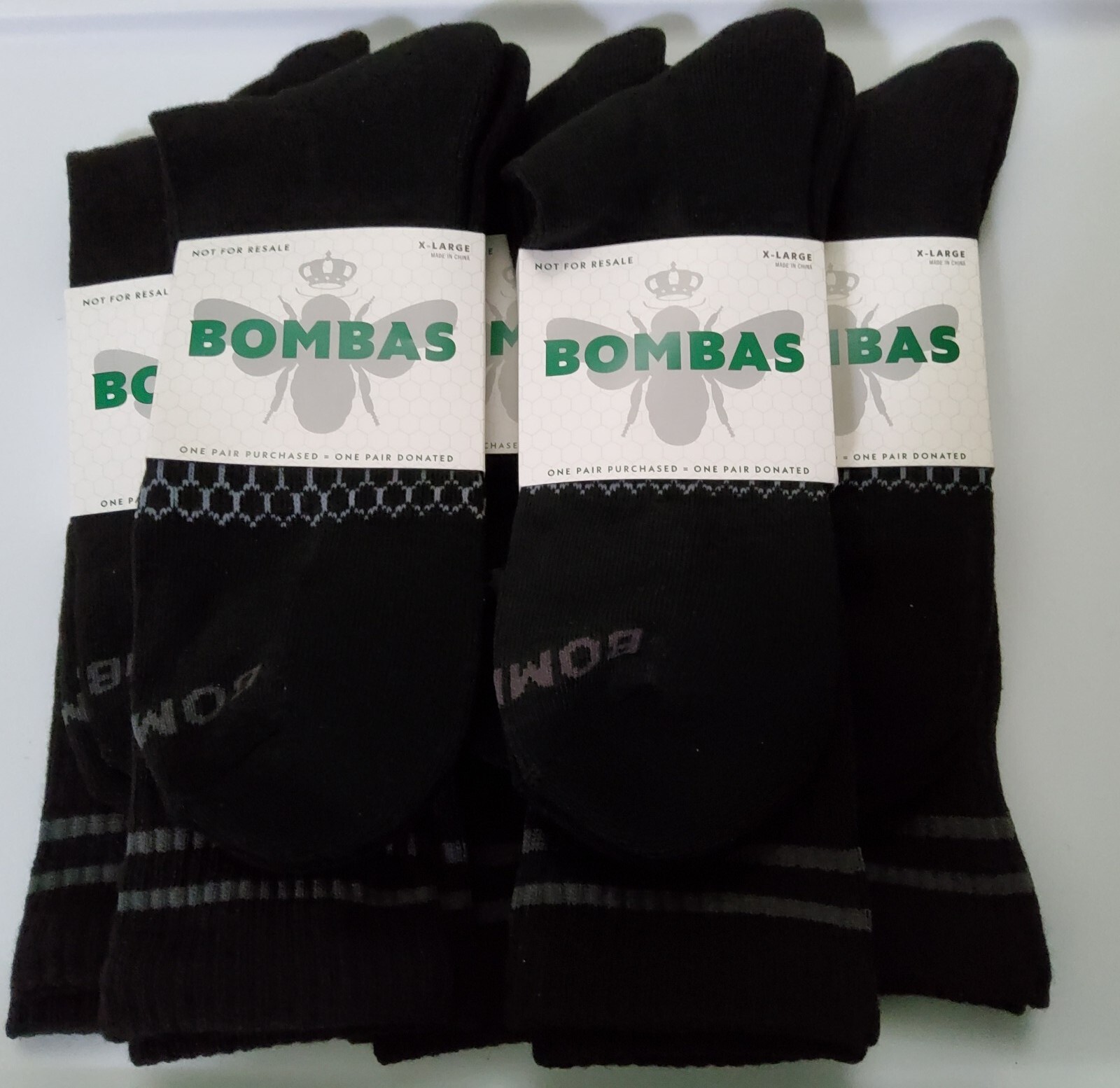 Bombas Men's Crew Socks Lot Of 5 Pairs Black Size XL (Men 13.516
