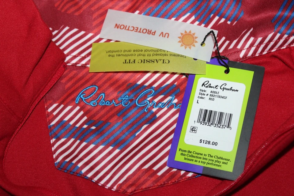 $128 New ROBERT GRAHAM 1/4 Zip Golf Vest Red UV Protection SKULL Addle Size L - Image 2 of 4