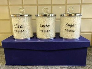 glitter tea coffee and sugar canisters