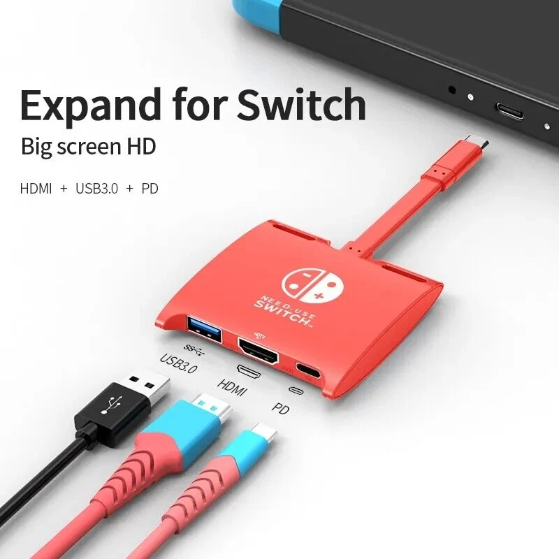 USB C Hub for Nintendo Switch OLED 3-in-1 Adapter USB-C to USB, HDMI & USB-C PD - Image 2 of 4